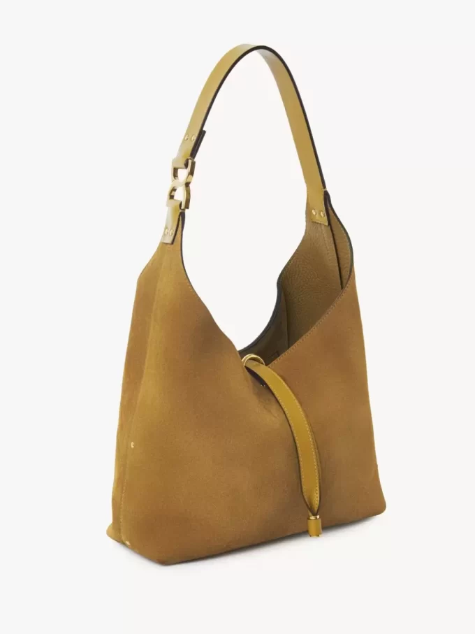 Small Marcie hobo bag in suede leather Small Marcie hobo bag in suede leather
