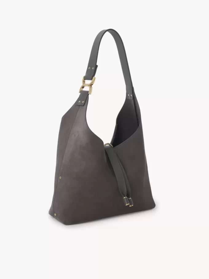 Small Marcie hobo bag in suede leather Small Marcie hobo bag in suede leather