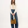 Small Marcie hobo bag in suede leather Small Marcie hobo bag in suede leather