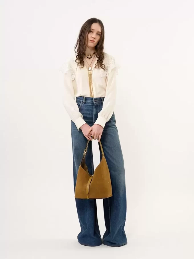 Small Marcie hobo bag in suede leather Small Marcie hobo bag in suede leather
