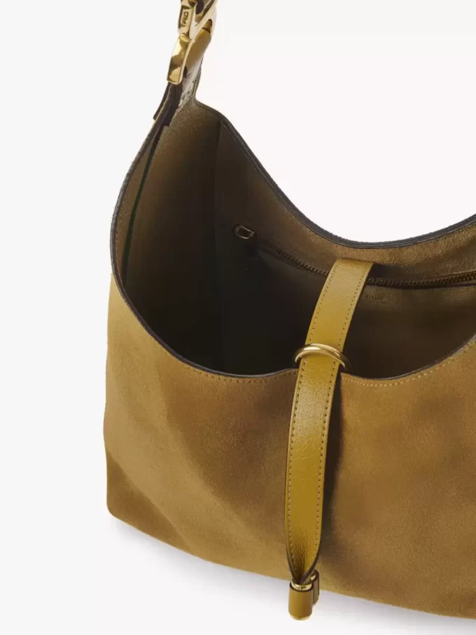 Small Marcie hobo bag in suede leather Small Marcie hobo bag in suede leather