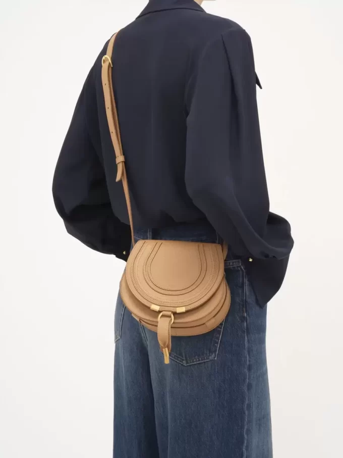 Small Marcie saddle bag in grained leather Small Marcie saddle bag in grained leather