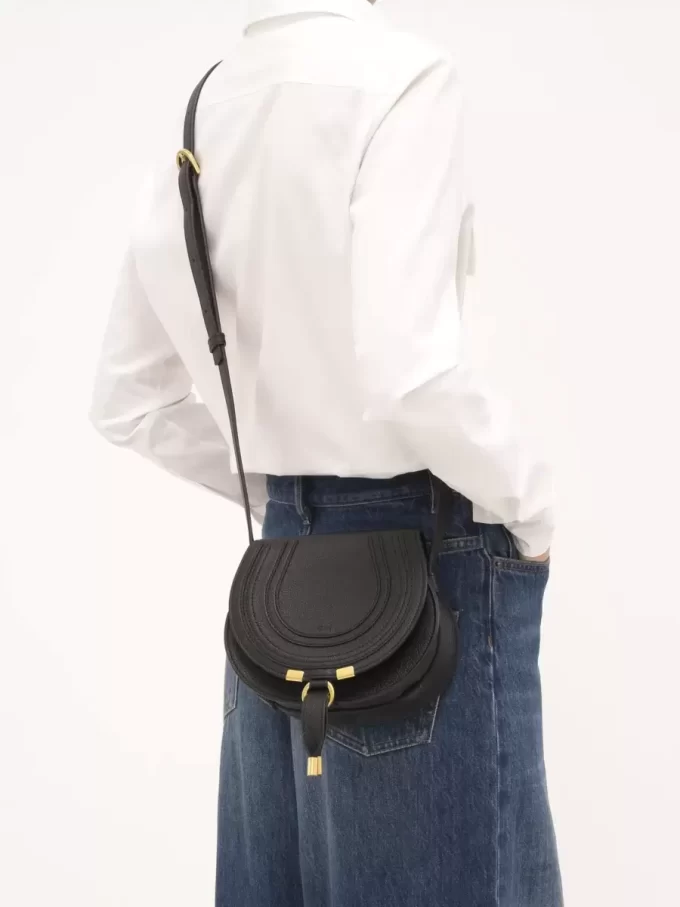 Small Marcie saddle bag in grained leather Small Marcie saddle bag in grained leather