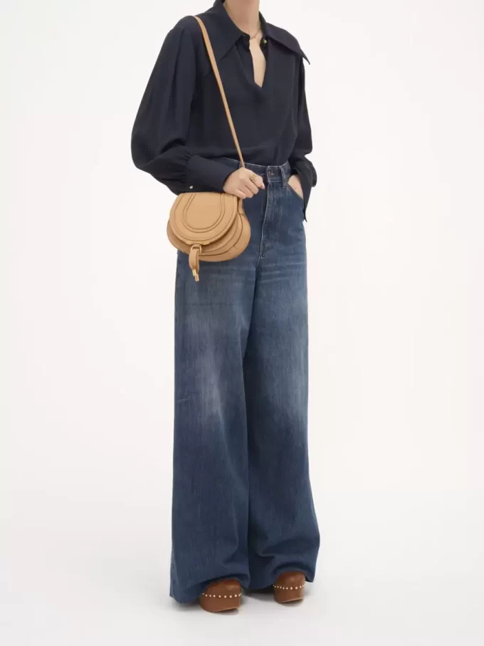 Small Marcie saddle bag in grained leather Small Marcie saddle bag in grained leather