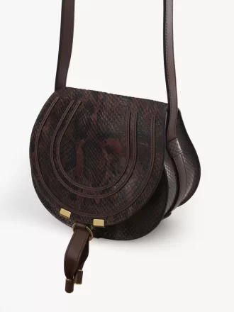 Small Marcie saddle bag in python-effect leather