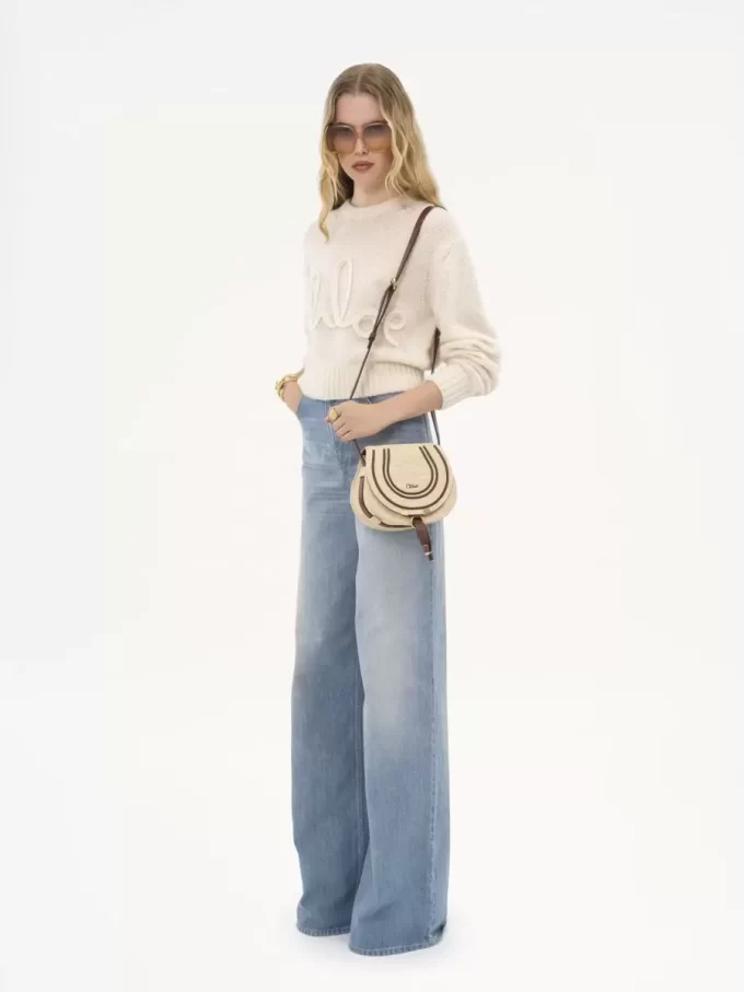 Small Marcie saddle bag in raffia-effect fibers Small Marcie saddle bag in raffia-effect fibers