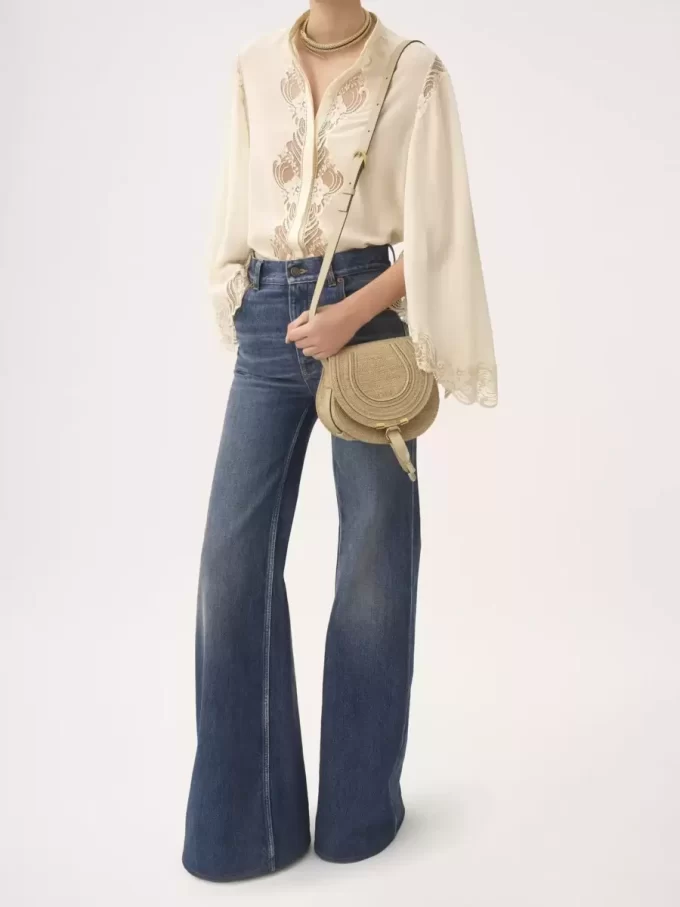 Small Marcie saddle bag in raffia-effect fibers Small Marcie saddle bag in raffia-effect fibers