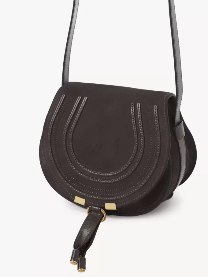 Small Marcie saddle bag in suede leather Small Marcie saddle bag in suede leather