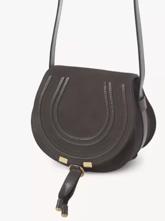 Small Marcie saddle bag in suede leather