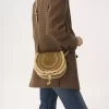 Small Marcie saddle bag in suede leather & shearling Small Marcie saddle bag in suede leather & shearling