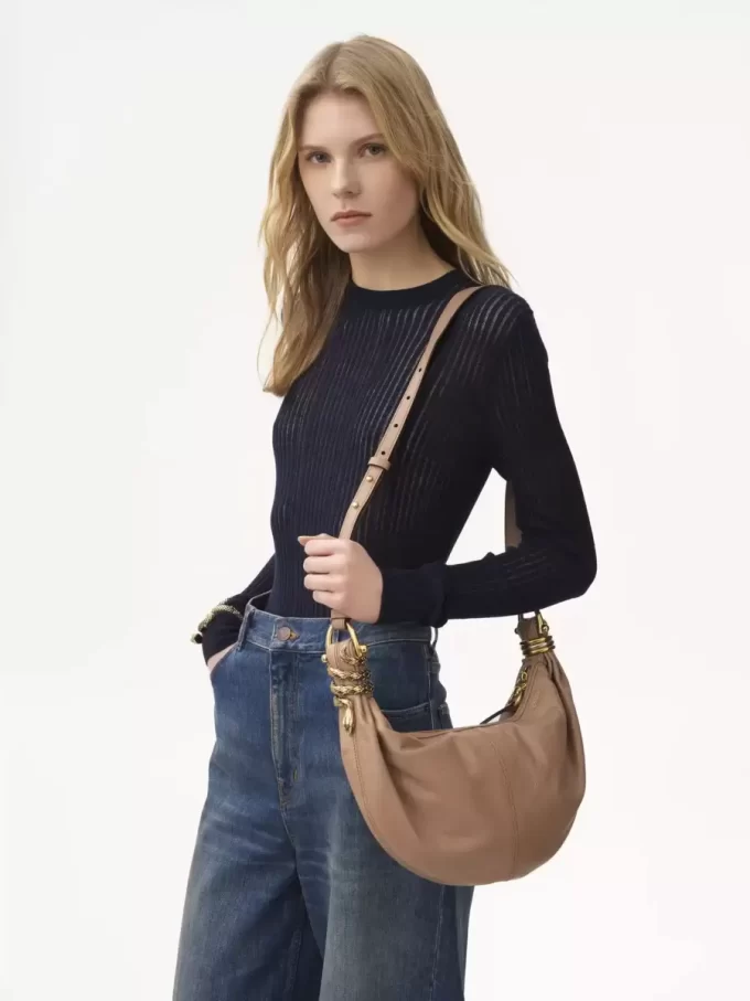 Small Snake Bracelet Hobo bag in grained leather Small Snake Bracelet Hobo bag in grained leather