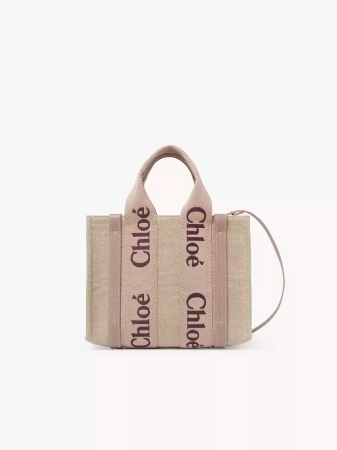 Small Woody tote bag in linen Small Woody tote bag in linen