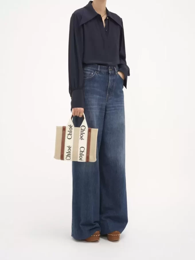 Small Woody tote bag in linen Small Woody tote bag in linen