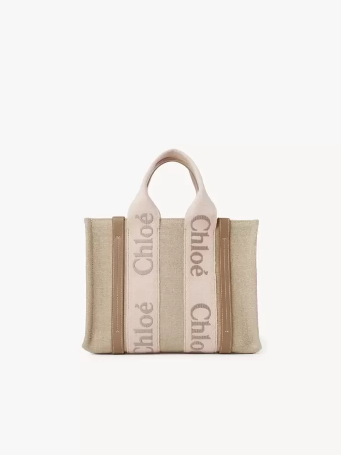 Small Woody tote bag in linen Small Woody tote bag in linen