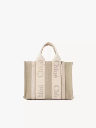 Small Woody tote bag in linen