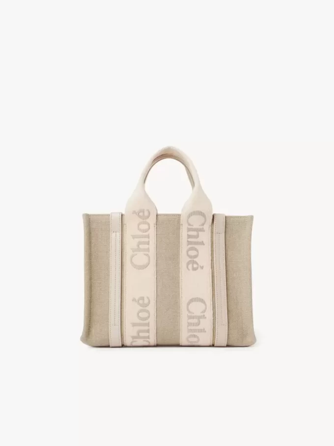 Small Woody tote bag in linen Small Woody tote bag in linen
