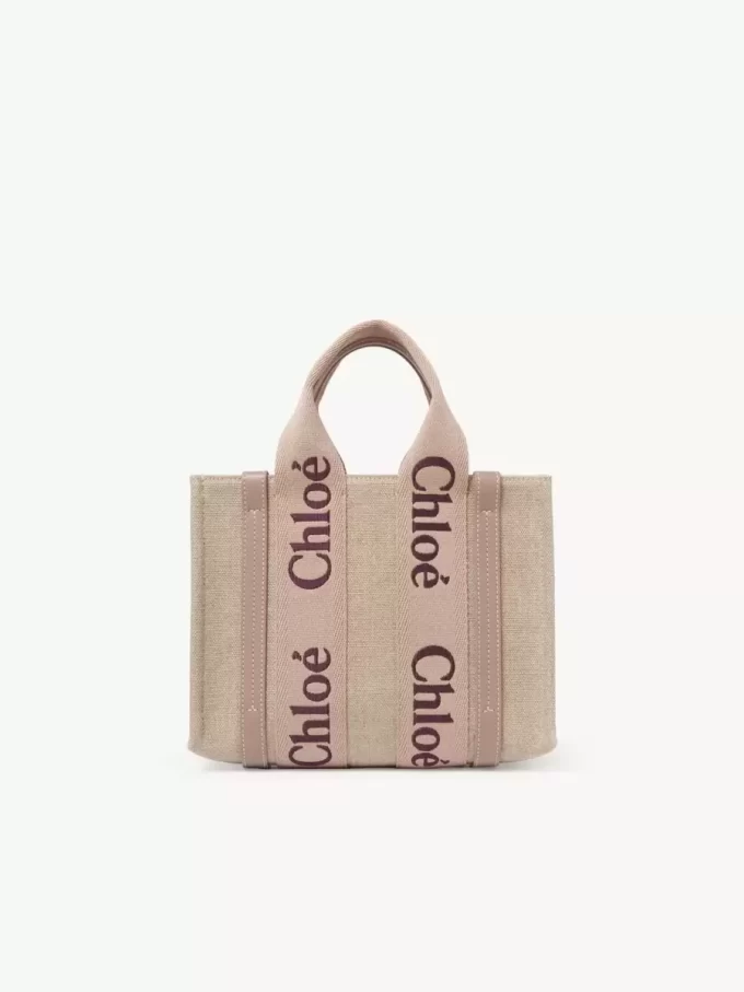 Small Woody tote bag in linen Small Woody tote bag in linen