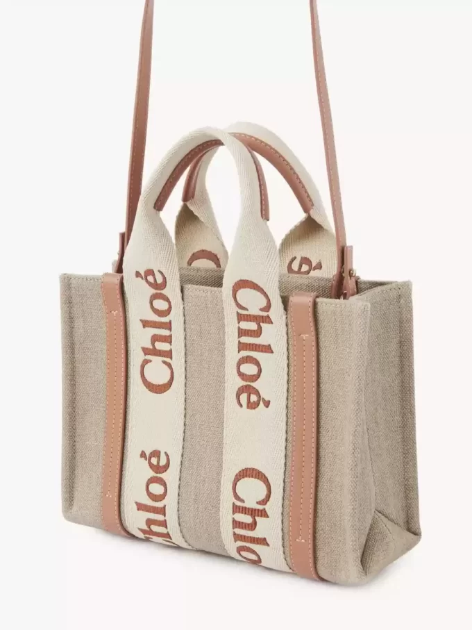 Small Woody tote bag in linen Small Woody tote bag in linen