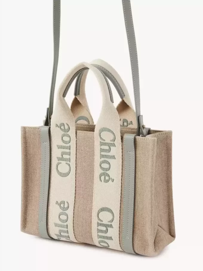 Small Woody tote bag in linen Small Woody tote bag in linen