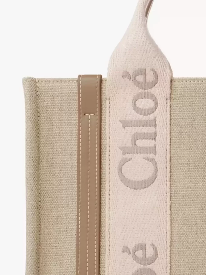 Small Woody tote bag in linen Small Woody tote bag in linen