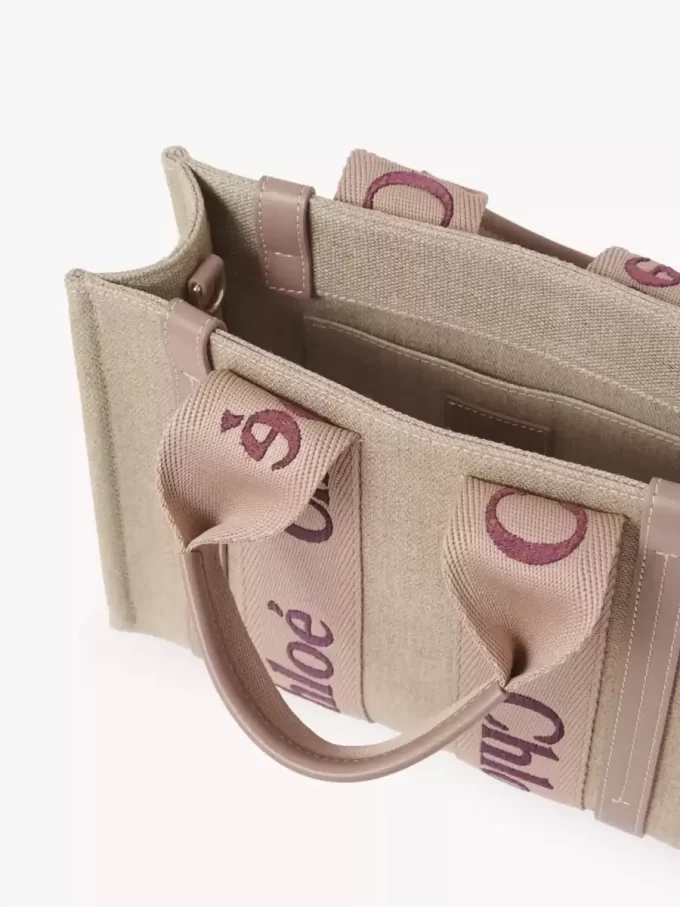 Small Woody tote bag in linen Small Woody tote bag in linen