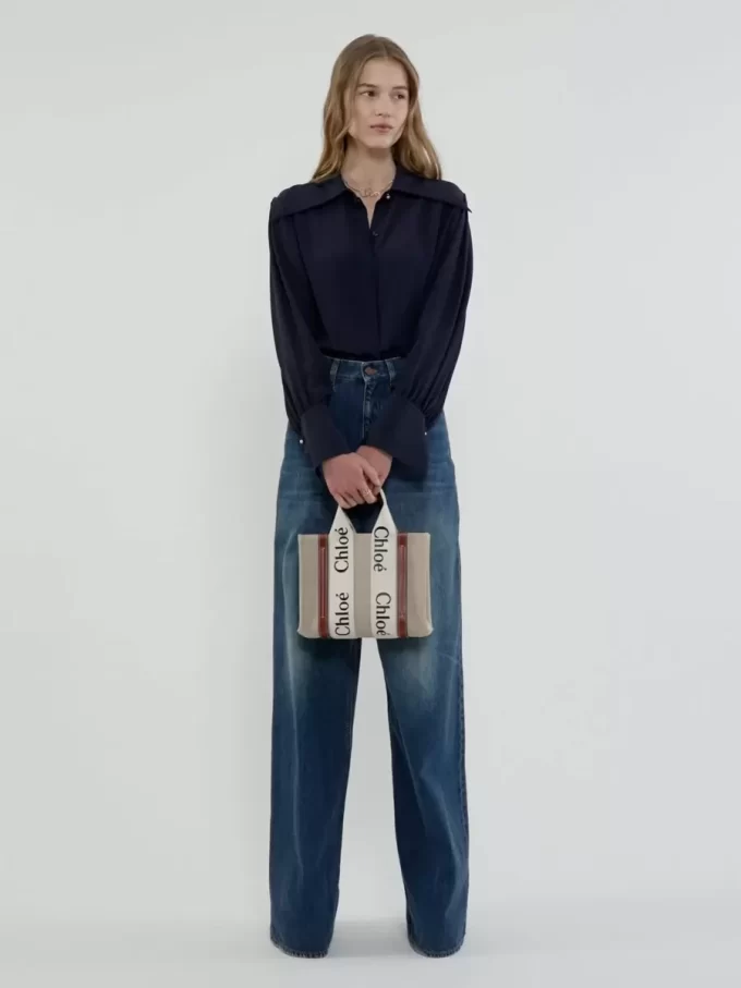 Small Woody tote bag in linen Small Woody tote bag in linen