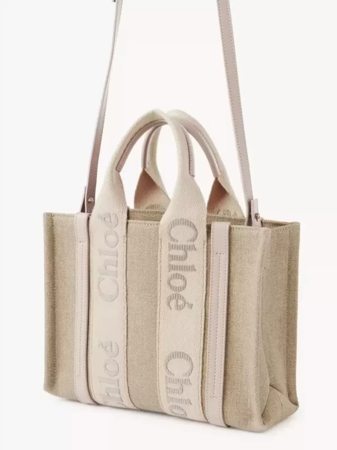 Small Woody tote bag in linen Small Woody tote bag in linen