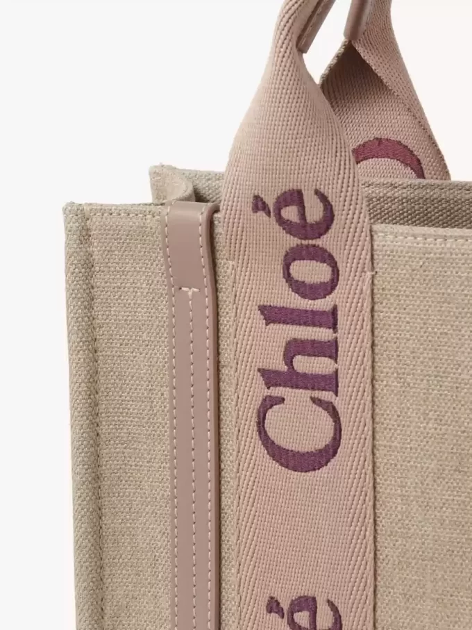 Small Woody tote bag in linen Small Woody tote bag in linen