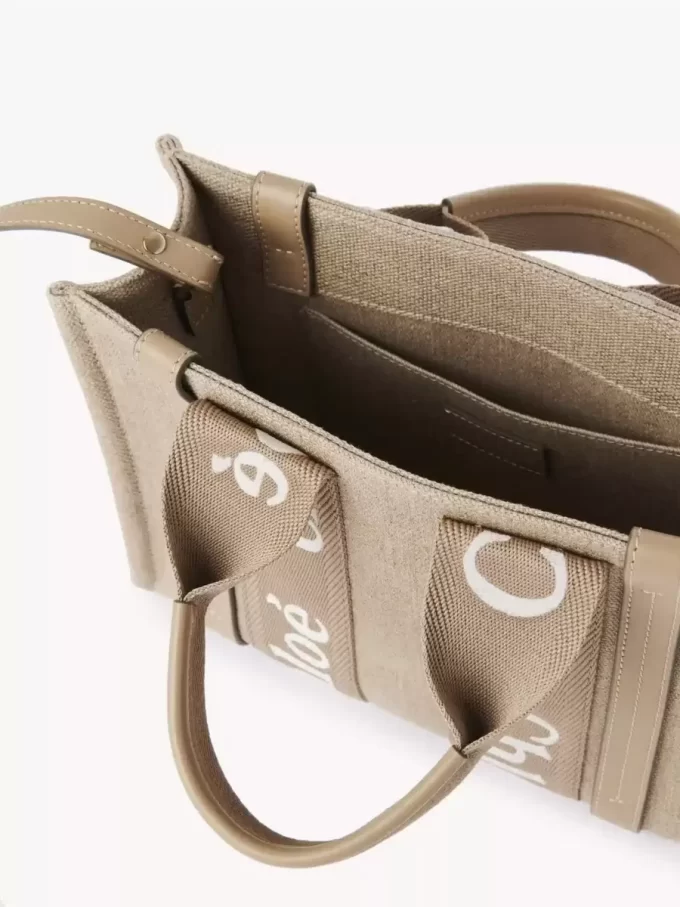 Small Woody tote bag in linen Small Woody tote bag in linen