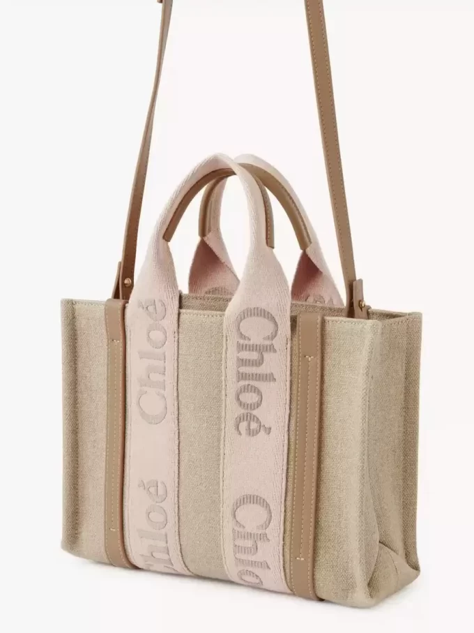 Small Woody tote bag in linen Small Woody tote bag in linen