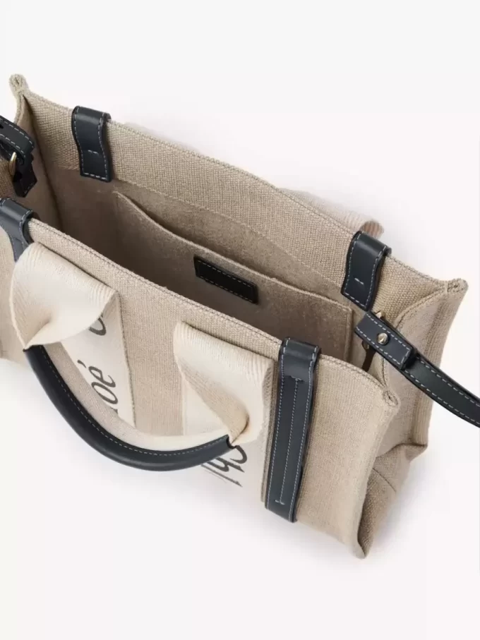 Small Woody tote bag in linen Small Woody tote bag in linen