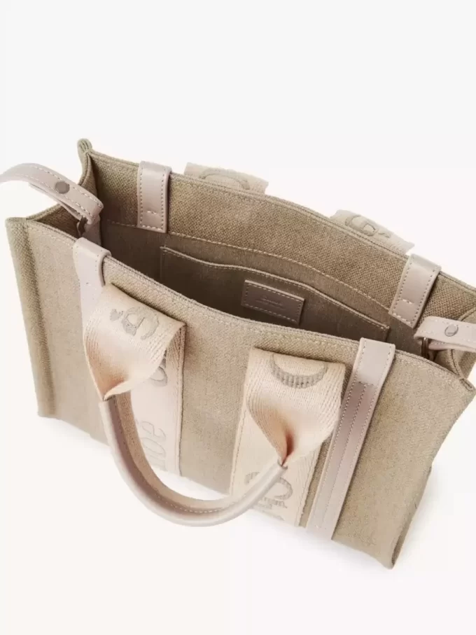 Small Woody tote bag in linen Small Woody tote bag in linen