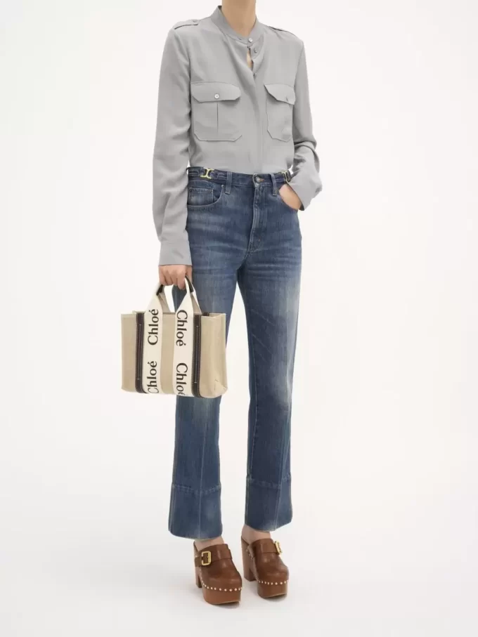 Small Woody tote bag in linen Small Woody tote bag in linen