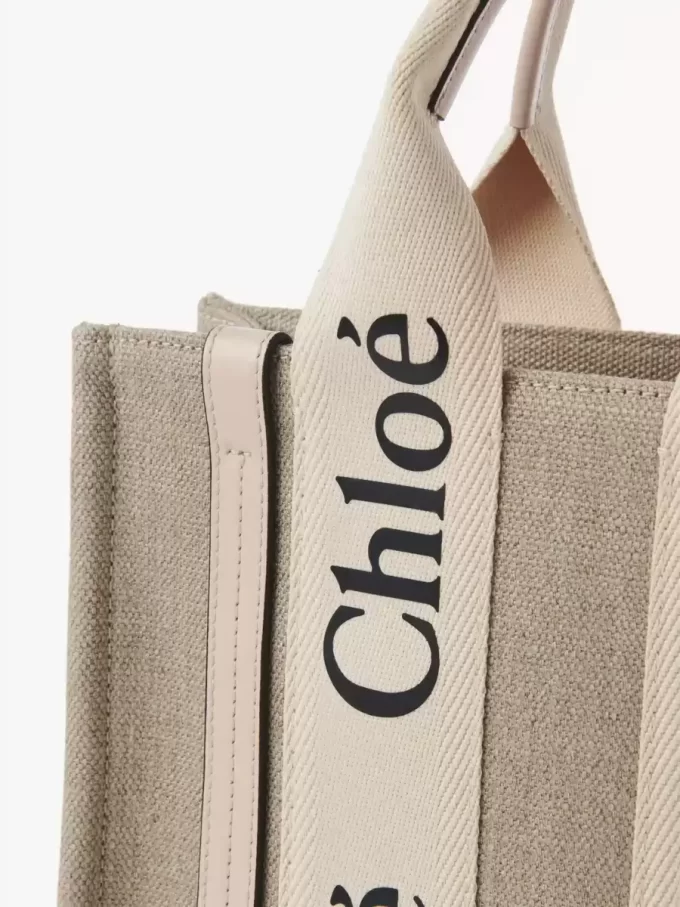 Small Woody tote bag in linen Small Woody tote bag in linen