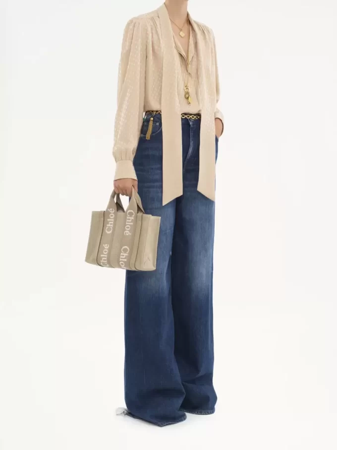 Small Woody tote bag in linen Small Woody tote bag in linen