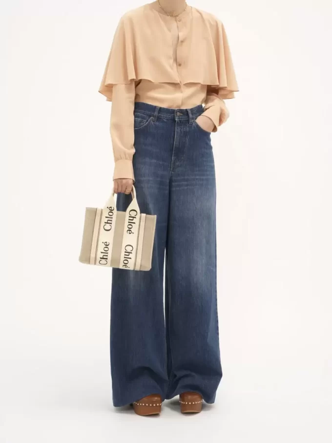 Small Woody tote bag in linen Small Woody tote bag in linen