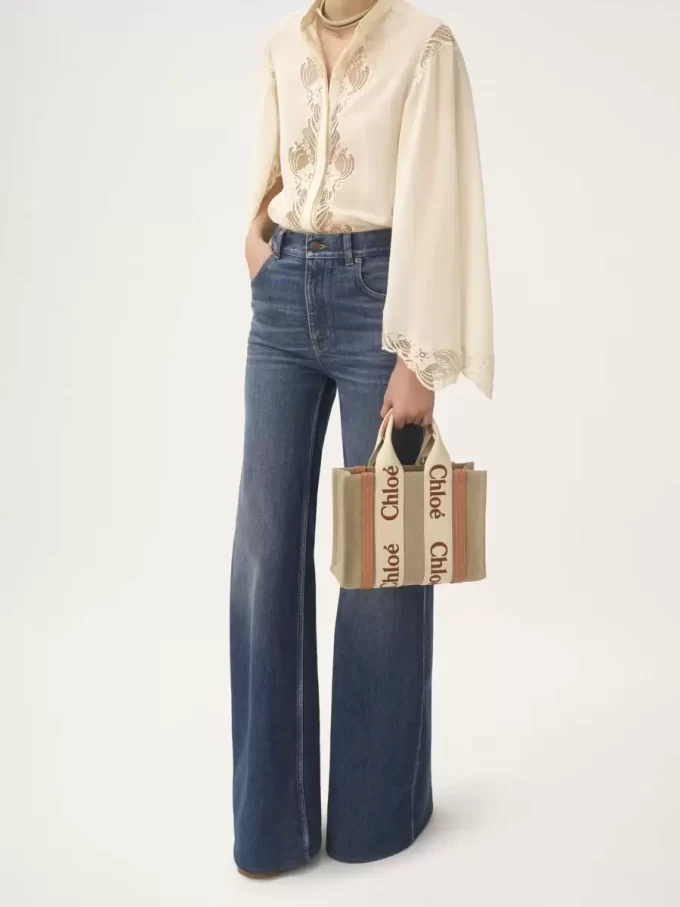 Small Woody tote bag in linen Small Woody tote bag in linen