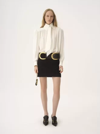 Straight mini skirt in a wool-mix jacquard
