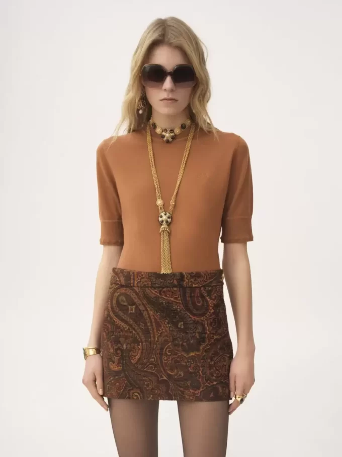 Straight mini skirt in tapestry jacquard Straight mini skirt in tapestry jacquard