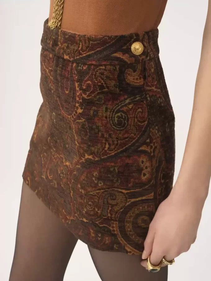 Straight mini skirt in tapestry jacquard Straight mini skirt in tapestry jacquard