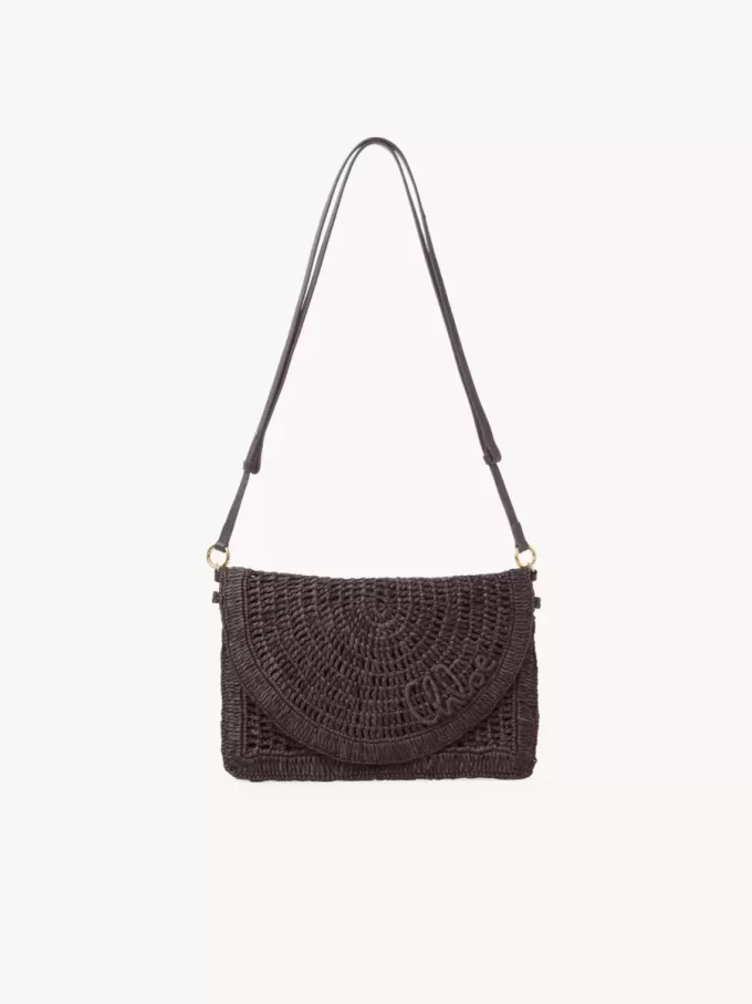 Summer Banana flat pouch with strap in raffia Summer Banana flat pouch with strap in raffia