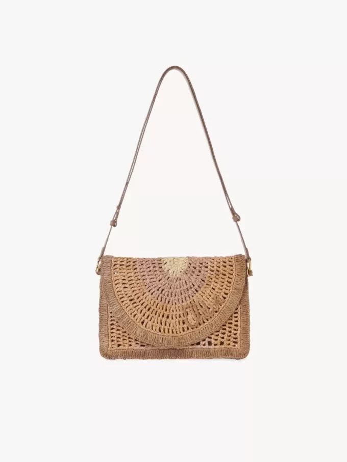 Summer Banana flat pouch with strap in raffia Summer Banana flat pouch with strap in raffia