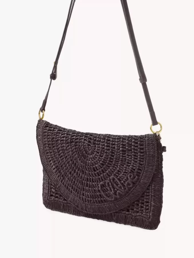 Summer Banana flat pouch with strap in raffia Summer Banana flat pouch with strap in raffia