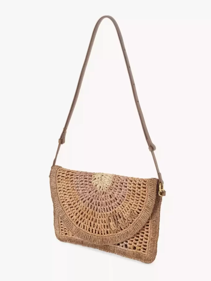 Summer Banana flat pouch with strap in raffia Summer Banana flat pouch with strap in raffia