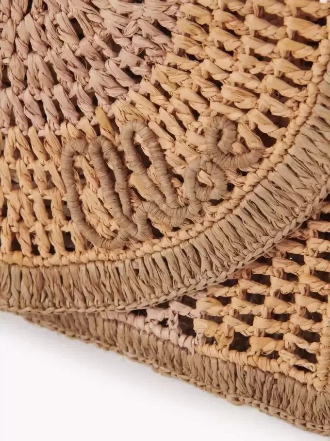Summer Banana flat pouch with strap in raffia Summer Banana flat pouch with strap in raffia