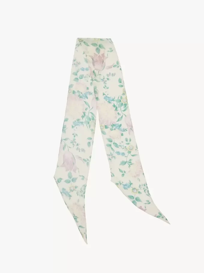The Chloé Peonies bandeau scarf in silk charmeuse The Chloé Peonies bandeau scarf in silk charmeuse