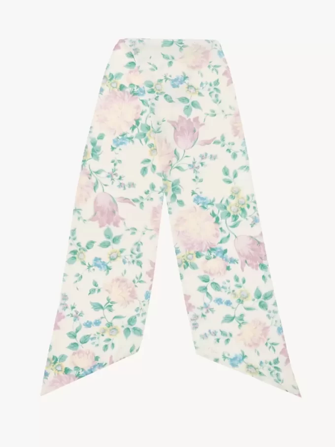 The Chloé Peonies wide bandeau scarf in silk charmeuse The Chloé Peonies wide bandeau scarf in silk charmeuse