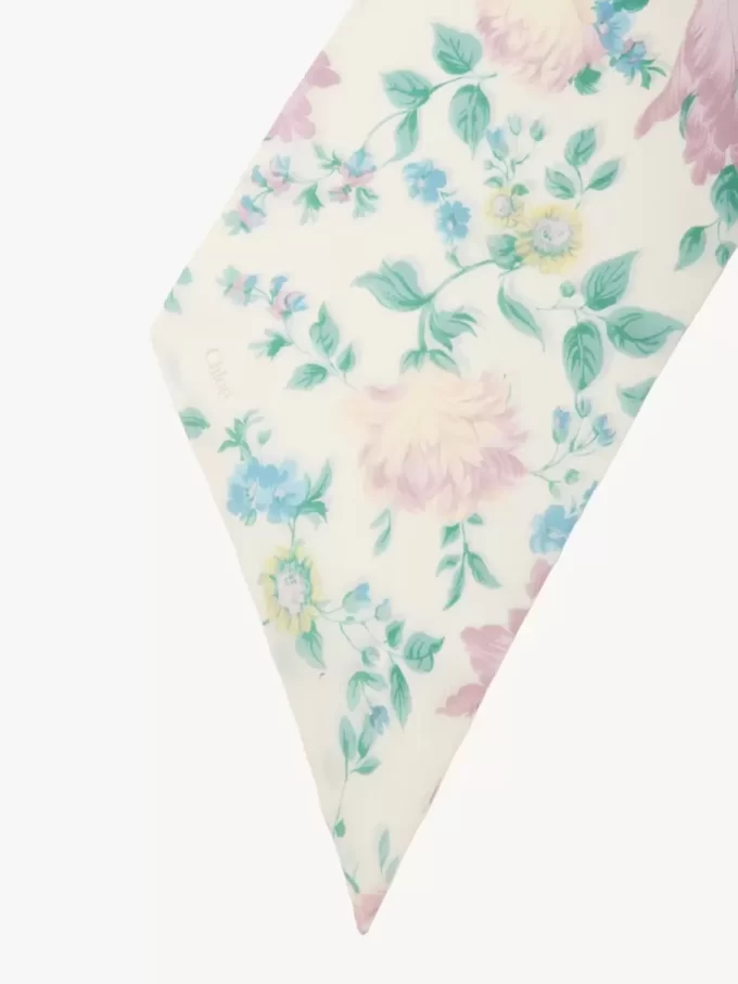 The Chloé Peonies wide bandeau scarf in silk charmeuse The Chloé Peonies wide bandeau scarf in silk charmeuse