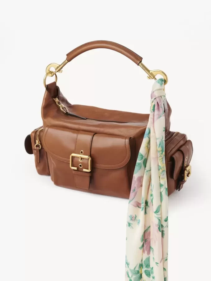 The Chloé Peonies wide bandeau scarf in silk charmeuse The Chloé Peonies wide bandeau scarf in silk charmeuse