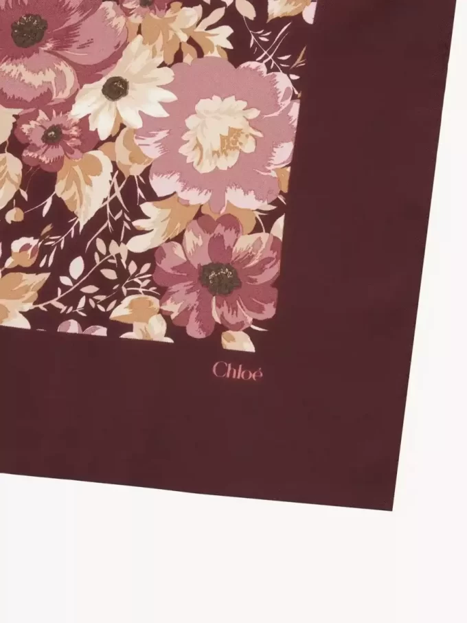 The Chloé Roses square scarf in silk twill The Chloé Roses square scarf in silk twill